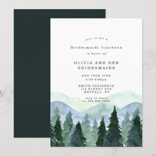 Winter Watercolor Tree Scene Bridesmaids Luncheon