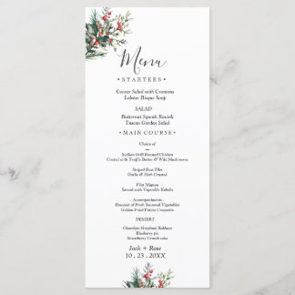 Winter Watercolor Wedding Menu
