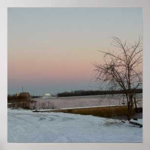 Winter Waterscape Sunset Poster
