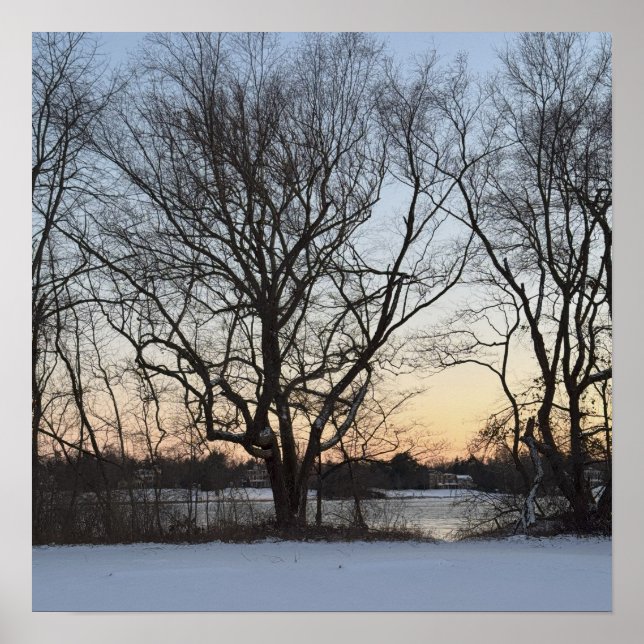 Winter Waterscape Sunset Poster (Front)