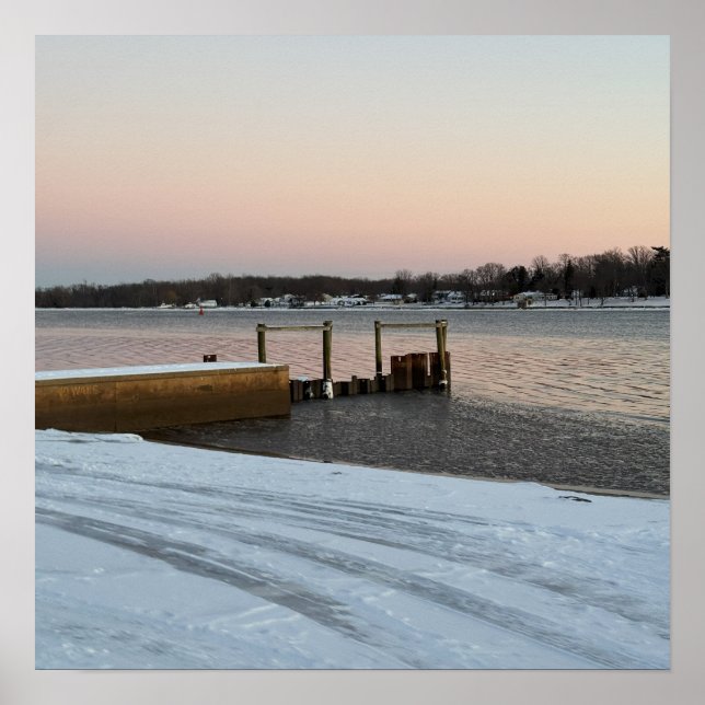 Winter Waterscape Sunset Poster (Front)