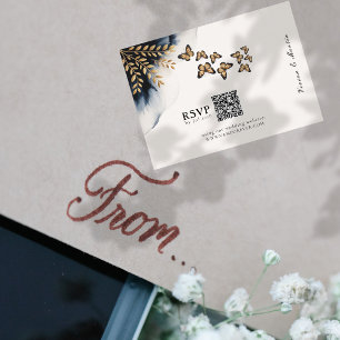 Winter Waves With Golden Wings QR code RSVP cards