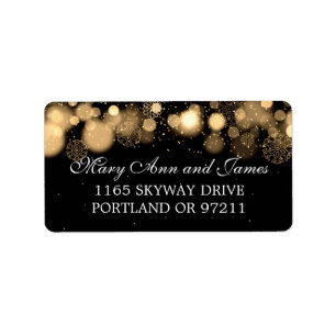 Winter Wedding Address Gold Lights Label