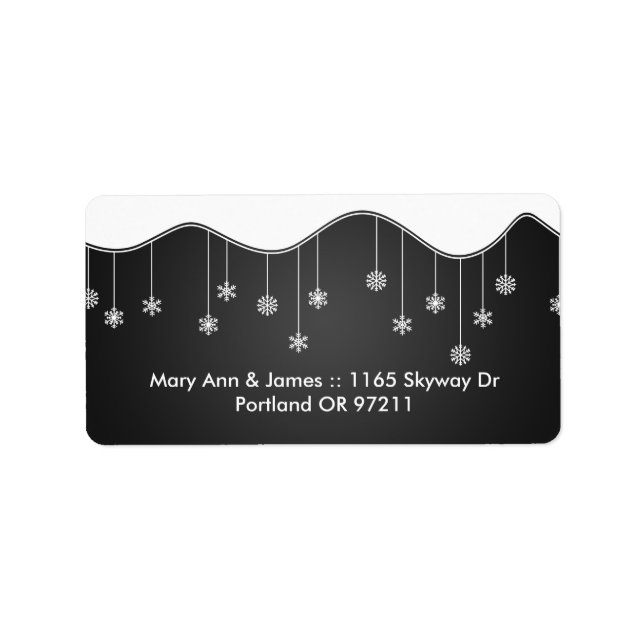 Winter Wedding Address Snowflake Decoration Black Label (Front)