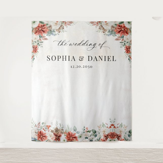 Winter Wedding Backdrop Tapestry (Front)