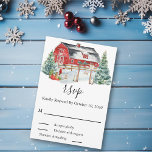 Winter Wedding Barn Christmas Snow Watercolor RSVP Card<br><div class="desc">This design may be personalized in the area provided by changing the photo and/or text. Or it can be customized by clicking Personalize this Template and then choosing the click to customize further option and delete or change the colour of the background, add text, change the text colour or style,...</div>
