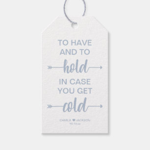 Winter wedding blanket favour gift tags