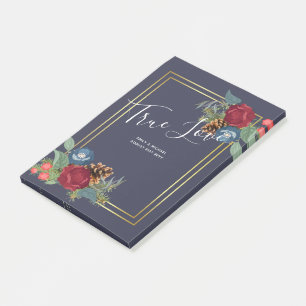 Winter Wedding Burgundy Teal Blue Modern Post-it Notes