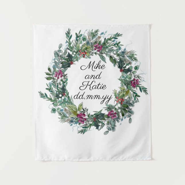 Winter Wedding Ceremony Backdrop Photo Booth Prop Tapestry (Front)