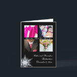 Winter Wedding Collage Thank You Card<br><div class="desc">An intricately illustrated snowflake adorns this thank you card with a collection of four of your favourite photos. The inside has room for your heartfelt message. This thank you card can easily be adapted for any event.</div>