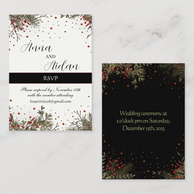 Winter Wedding Elegant Inspirivity Modern RSVP Enclosure Card (Front/Back)