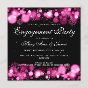 Winter Wedding Engagement Party Pink Lights Invitation