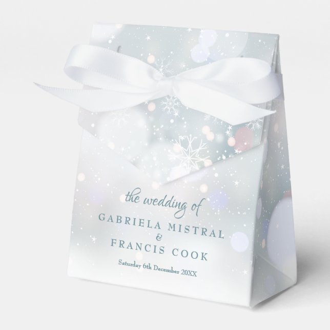 Winter Wedding First Snowflakes Favour Box (Front Side)