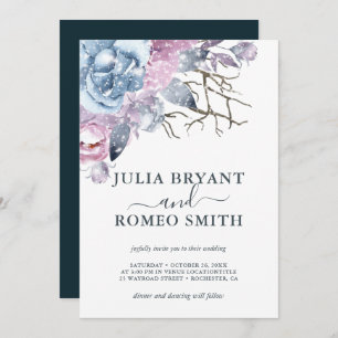 Winter Wedding Floral Snow Invitation