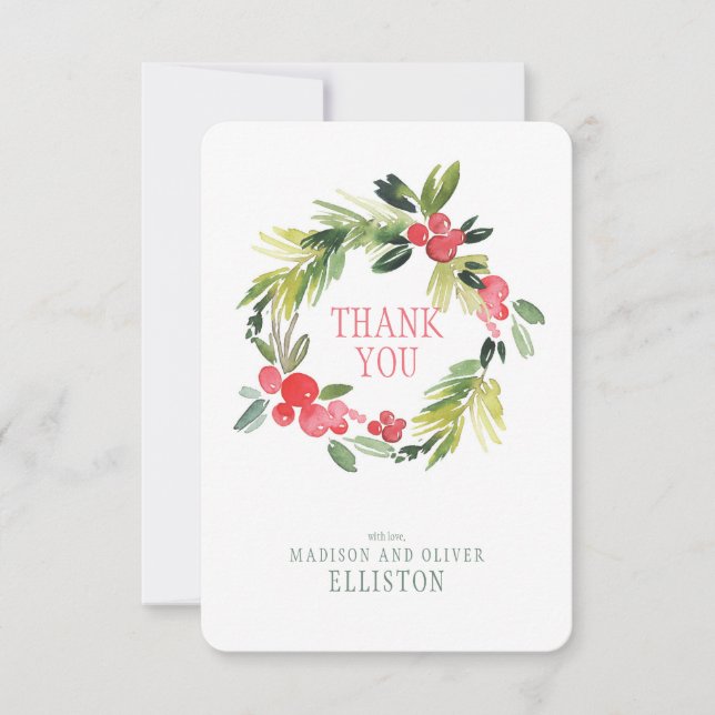 Winter Wedding Floral Wreath  | Thank You (Front)