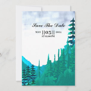 Winter Wedding Invitation Card Mountain Landscape