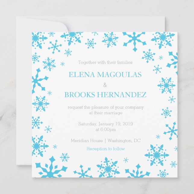 Winter Wedding Invitations Snowflakes (Front)