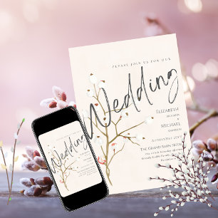 Winter Wedding Invite Willow Print or Digital