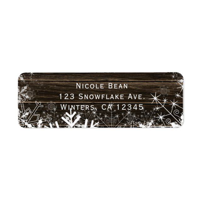 Winter Wedding Lights & Snowflakes Rustic Wood (Front)