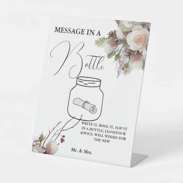 Winter Wedding Message in a bottle guestbook sign  (Front)
