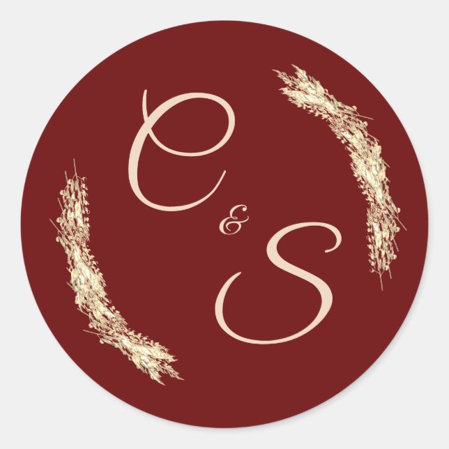 Winter Wedding Monogrammed Stationary Sticker (Front)