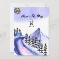 Winter Wedding Mountain Trees Editable Template