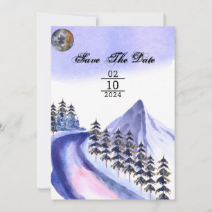 Winter Wedding Mountain Trees Editable Template