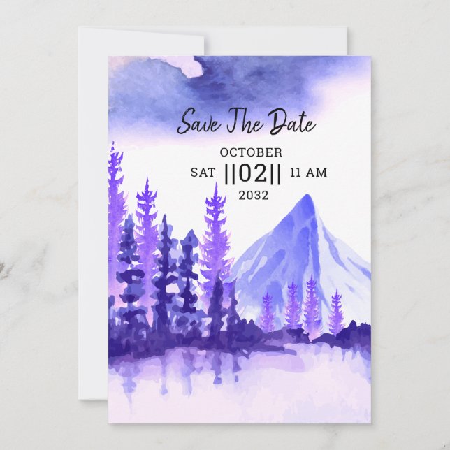 Winter Wedding Mountain Trees Template (Back)