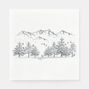 Winter Wedding Mountains Nature Trees Country Napkin