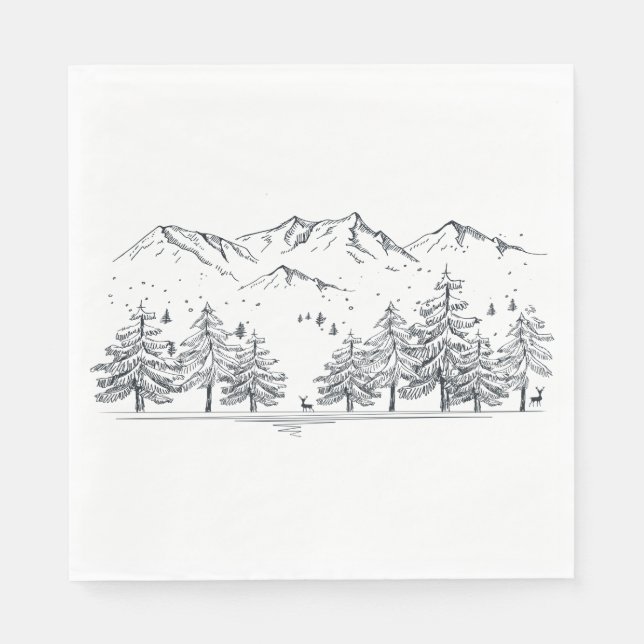 Winter Wedding Mountains Nature Trees Country Napkin (Front)