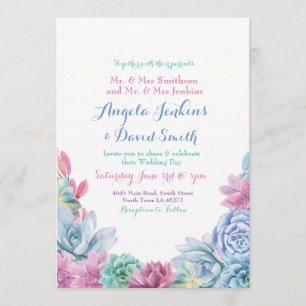 Winter Wedding Pastels Succulent Party Invitation