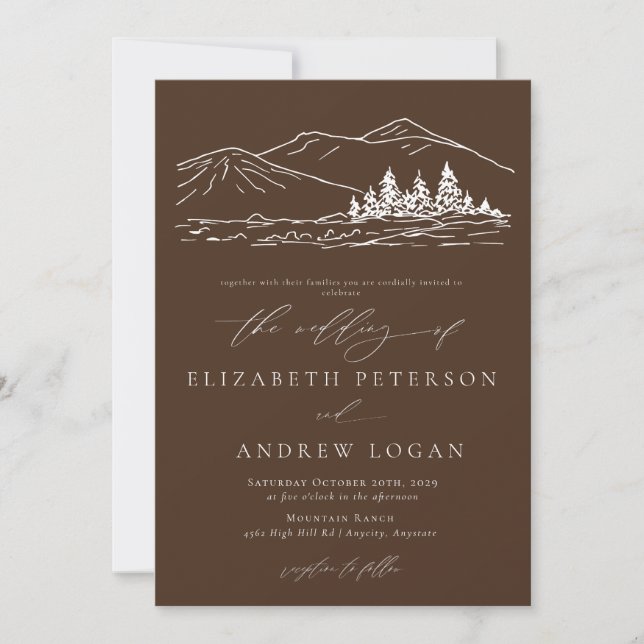 Winter Wedding | Pine Tree Forest Rustic Mountains Invitation (Front)