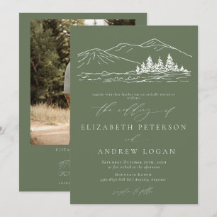 Winter Wedding Pine Tree Forest Rustic Mountains Invitation