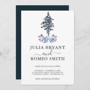 Winter Wedding Pine Tree Invitation