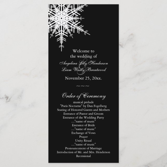 Winter Wedding Program (Front)