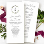 Winter Wedding Programs Pink Hibiscus Flower<br><div class="desc">These winter wedding ceremony programs feature the bride and groom's initials encircled by unique line art. Use the template fields to add your order of service. The card reverses to space to add your wedding party details. Order tea length printed cards or printable wedding programs. A charming choice for minimalist...</div>