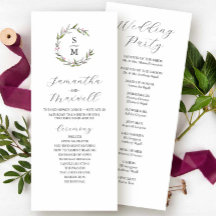 Winter Wedding Programs Pink Hibiscus Flower