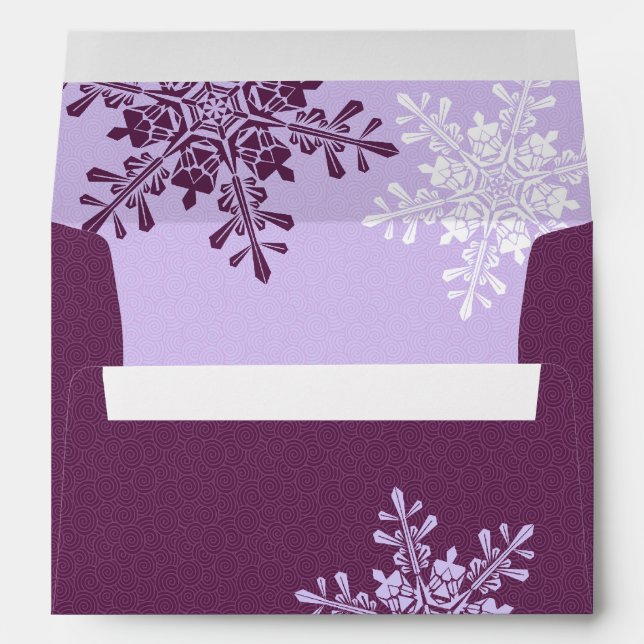 Winter Wedding Purple Snowflake Return Address A7 Envelope (Back (Bottom))