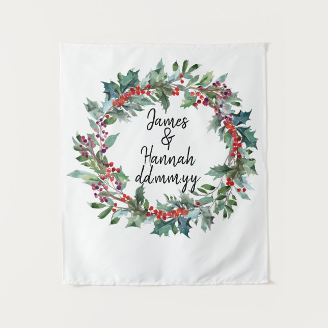 Winter Wedding Reception Backdrop Photo Booth Prop Tapestry (Front)