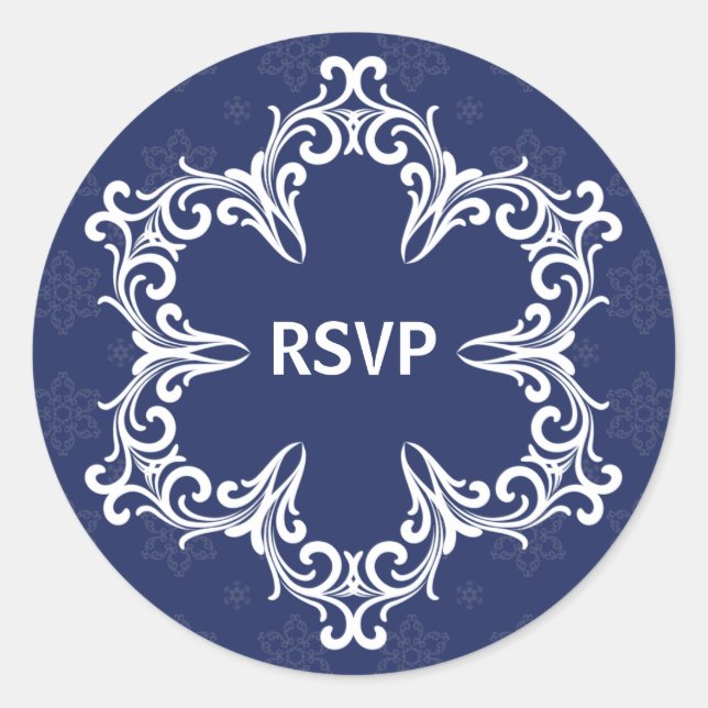 Winter Wedding RSVP Sticker in Navy (Front)
