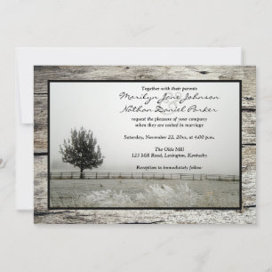 Winter Wedding   Rustic Frost   Fog   Tree   Wood Invitation