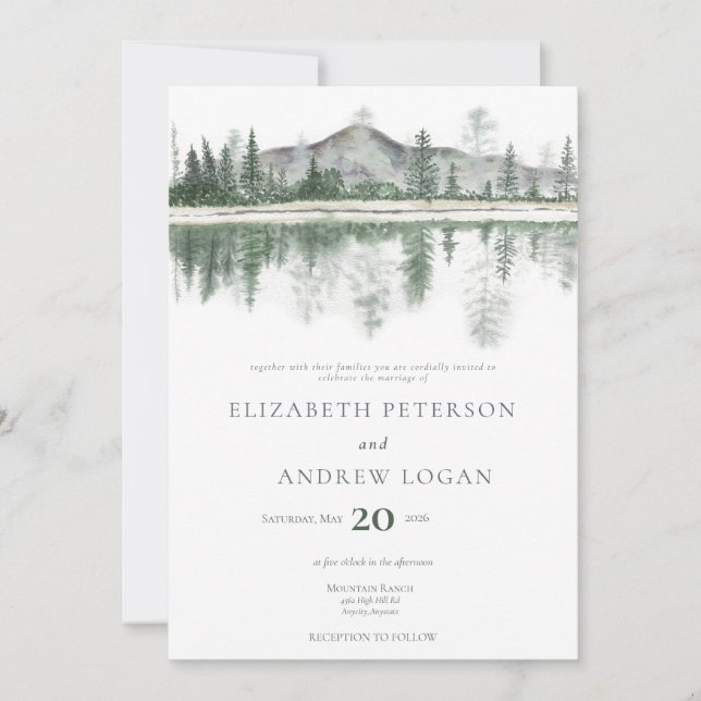 Winter Wedding | Rustic Mountains  Invitation (Front)