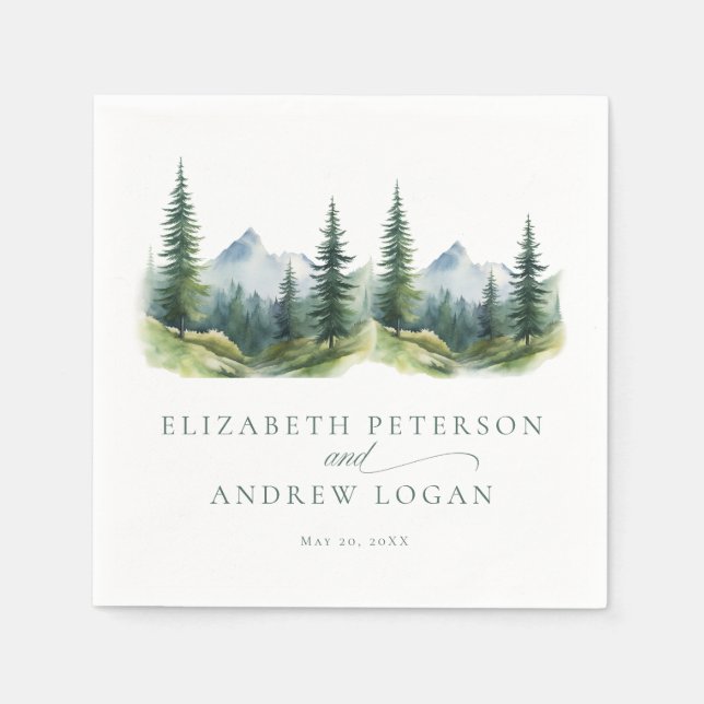 Winter Wedding | Rustic Mountains  Napkin (Front)
