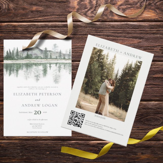 Winter Wedding | Rustic Mountains | QR Code Invitation (Creator Uploaded)