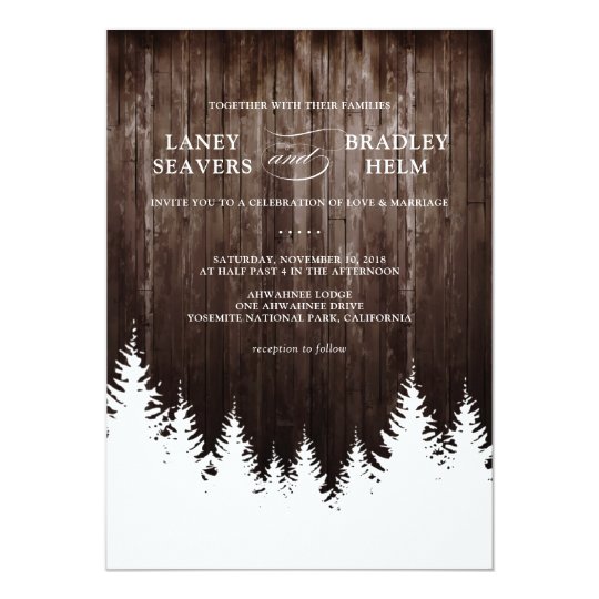 Winter Wedding Rustic Wood Wedding Invitation
