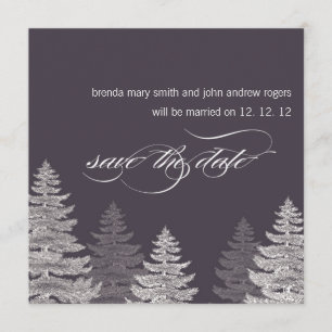 Winter Wedding Save the Date Cards Trees
