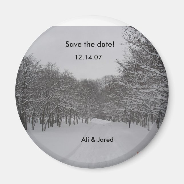 Winter wedding save the date magnet (Front)