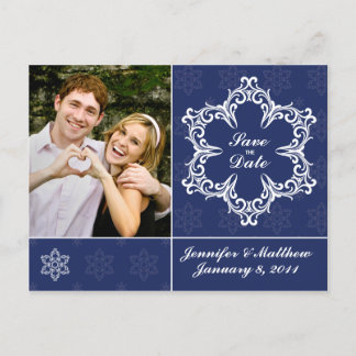 Winter Wedding Save the Date Photo Postcard - Navy