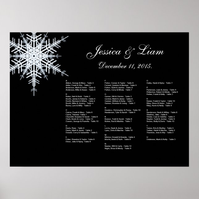 Winter Wedding Seating Chart (Front)