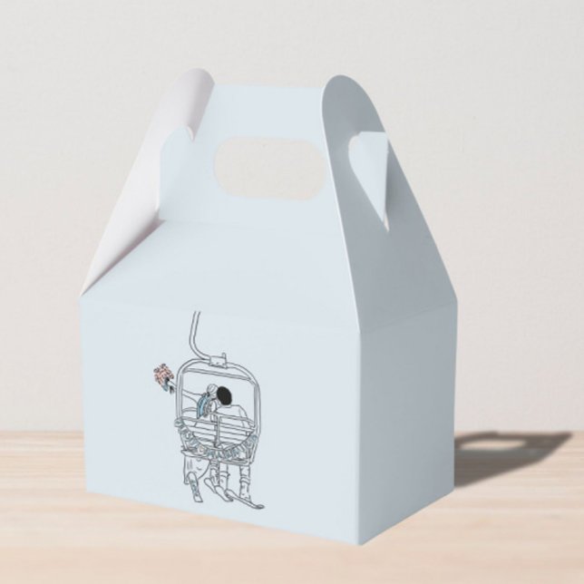 Winter wedding skiing drawing  favor box (Creator Uploaded)